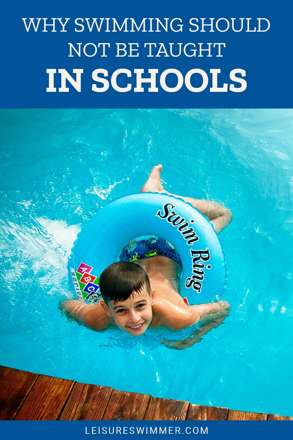 Boy in swimming ring smiling - Why Swimming Should Not Be Taught In Schools
