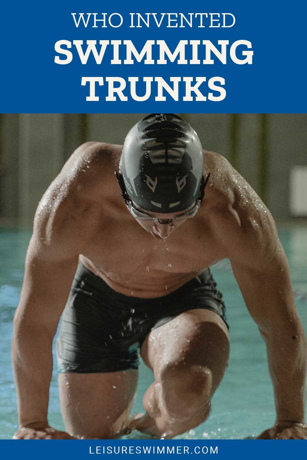 Man wearing black swimming trunk getting out of the pool - Who Invented Swimming Trunks?